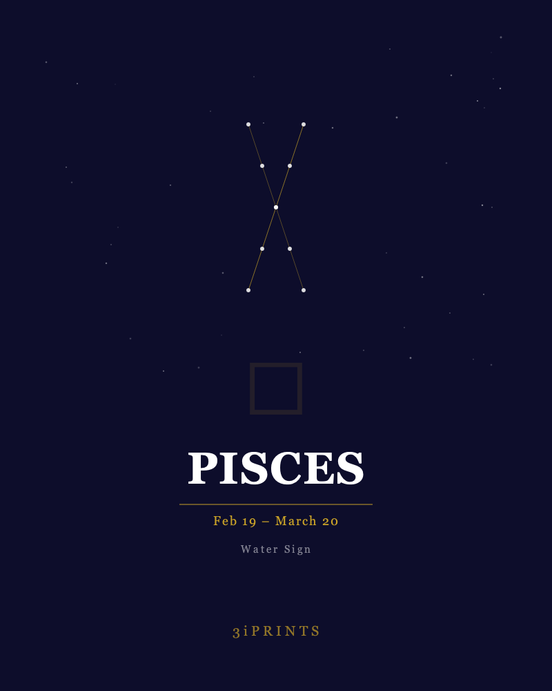 Pisces Zodiac Art Print — Feb 19 – March 20 (Instant Download)