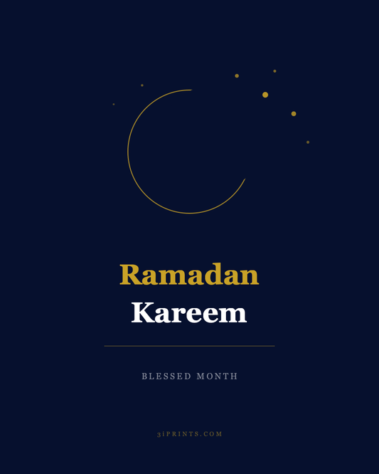 Ramadan Kareem Art Print — Crescent Moon & Stars (Instant Download)