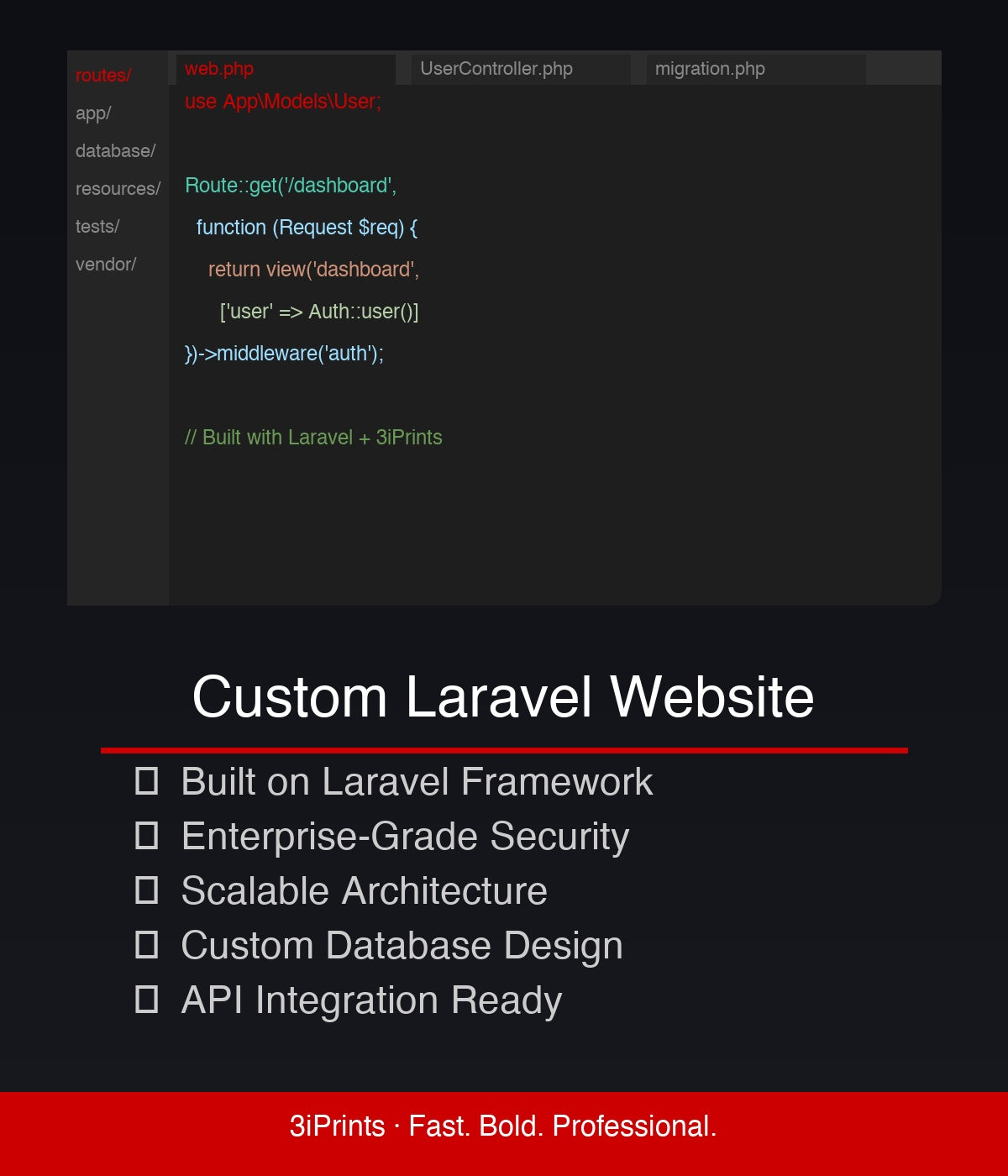 Custom Laravel website for Business